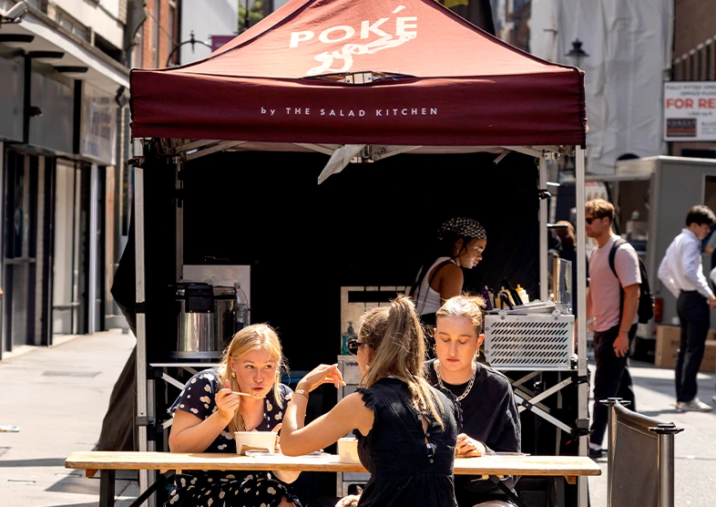 Leather Lane Market is a lively weekday street
market with stands selling fresh produce,
clothing, street food & sundries.
